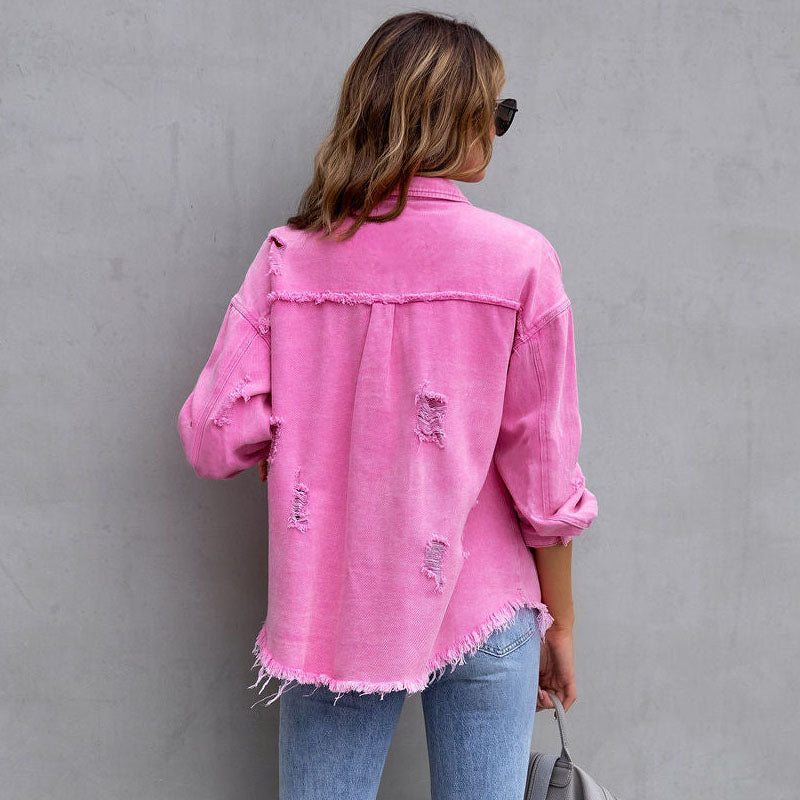 Celia Distressed Denim Jacket