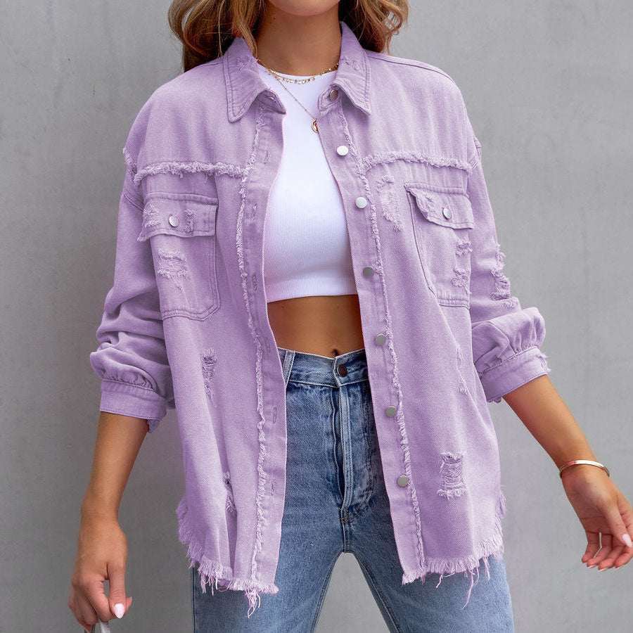 Celia Distressed Denim Jacket