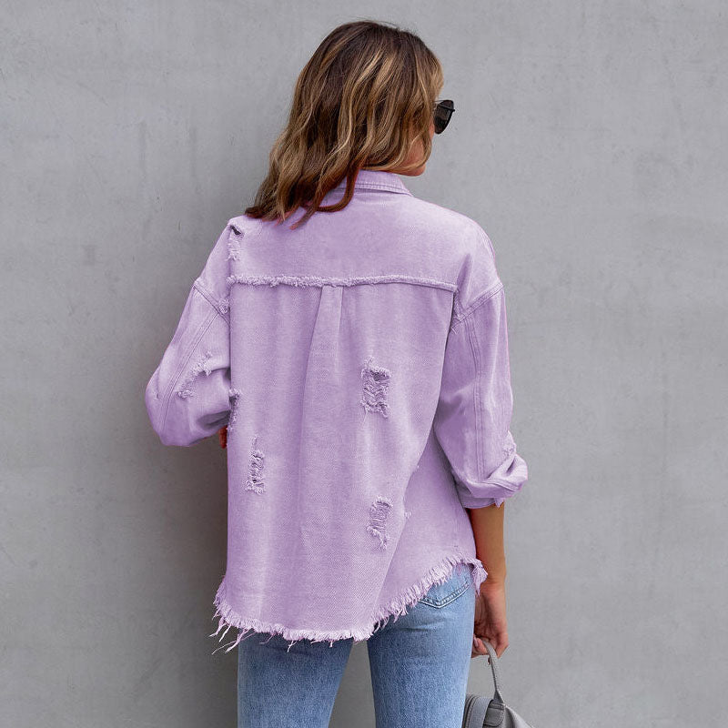 Celia Distressed Denim Jacket