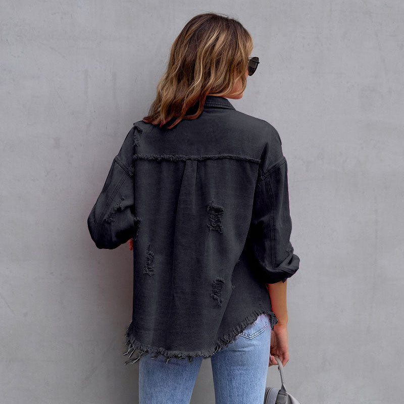 Celia Distressed Denim Jacket