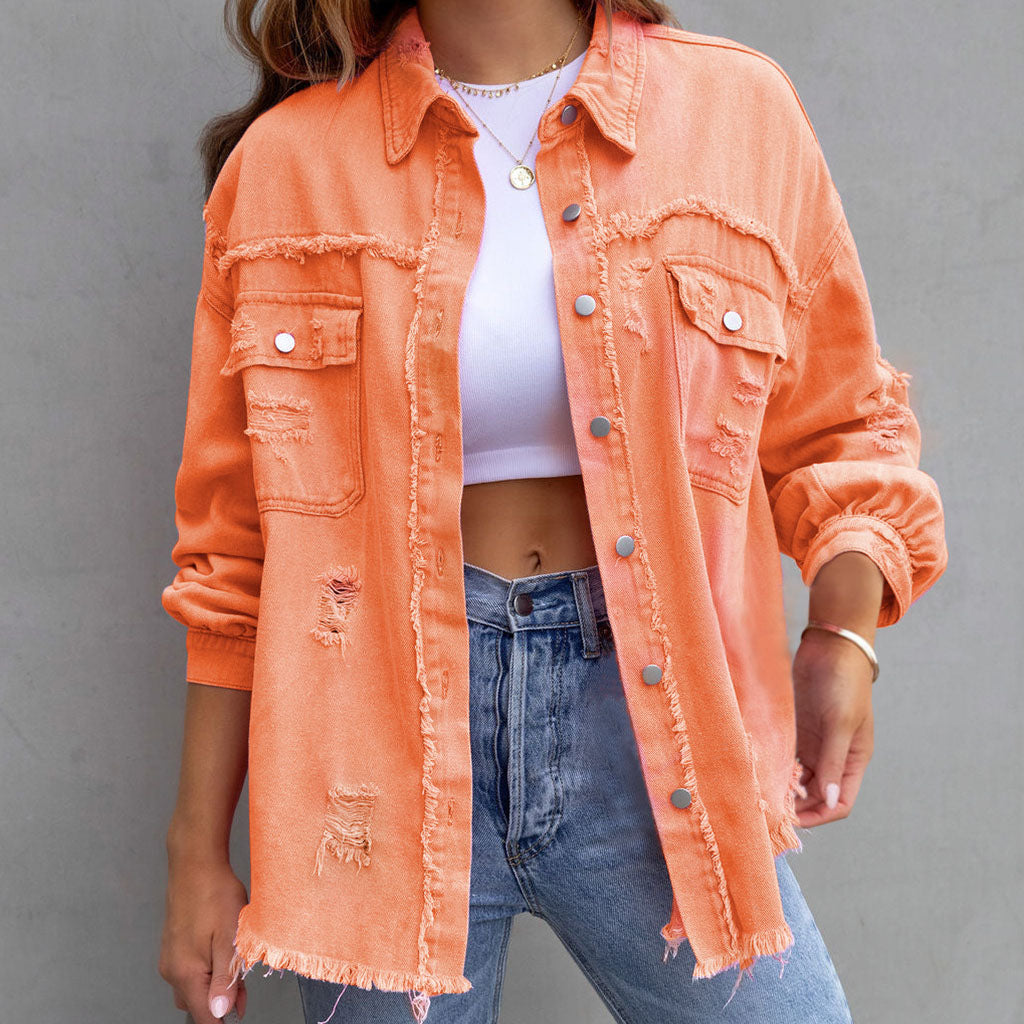 Celia Distressed Denim Jacket