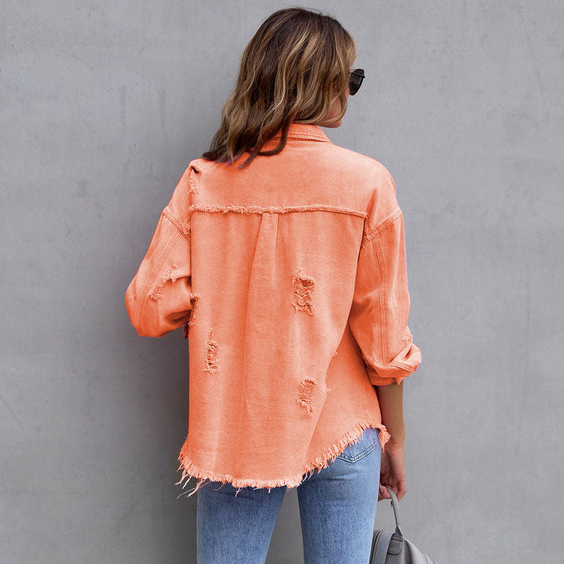Celia Distressed Denim Jacket