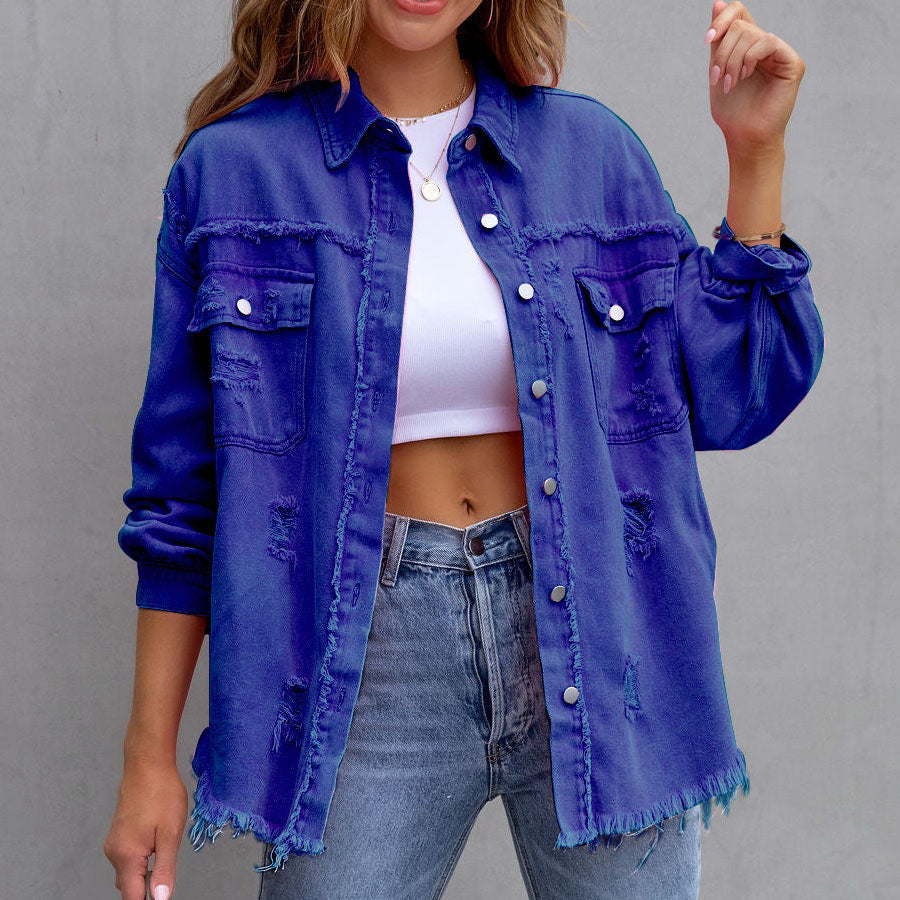 Celia Distressed Denim Jacket