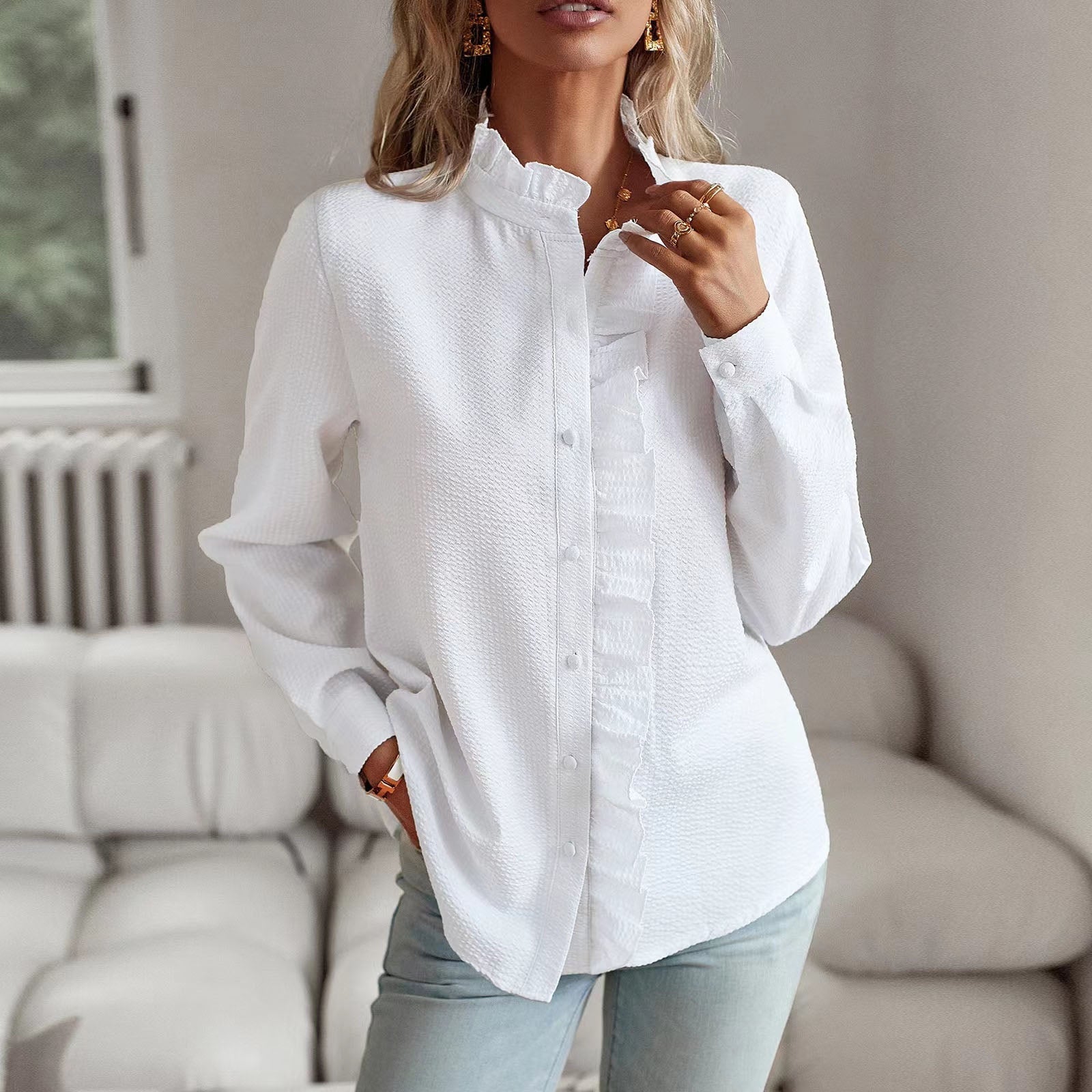 Elise Ruffled Cotton Blouse