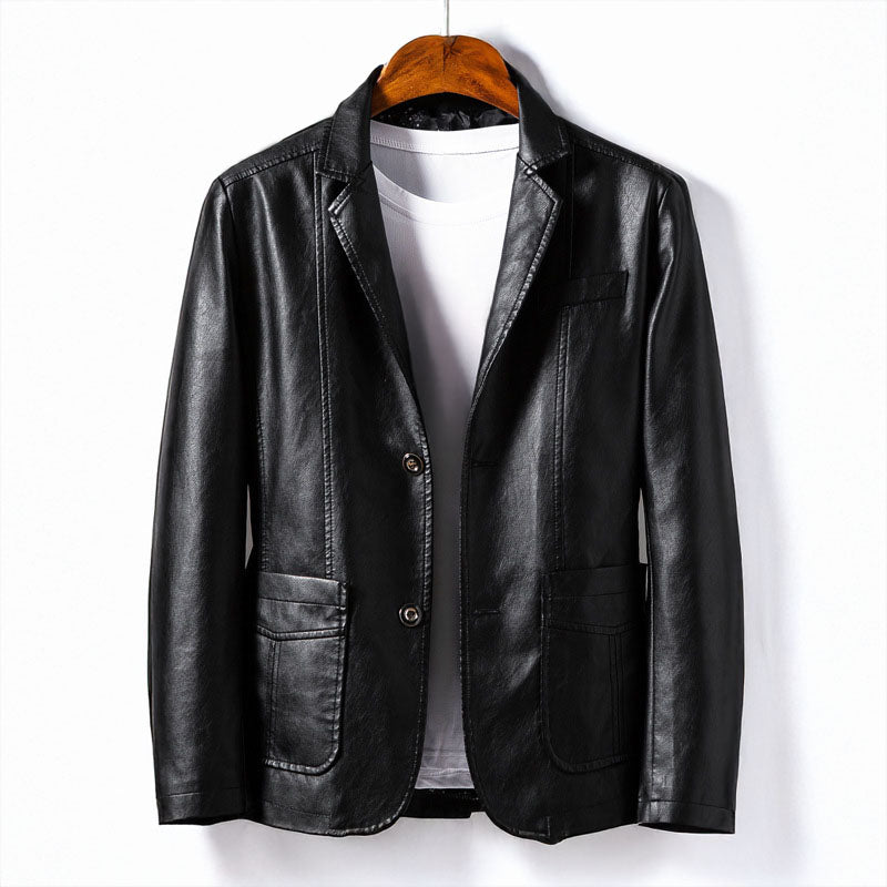 Alessio Leather Two-Button Blazer
