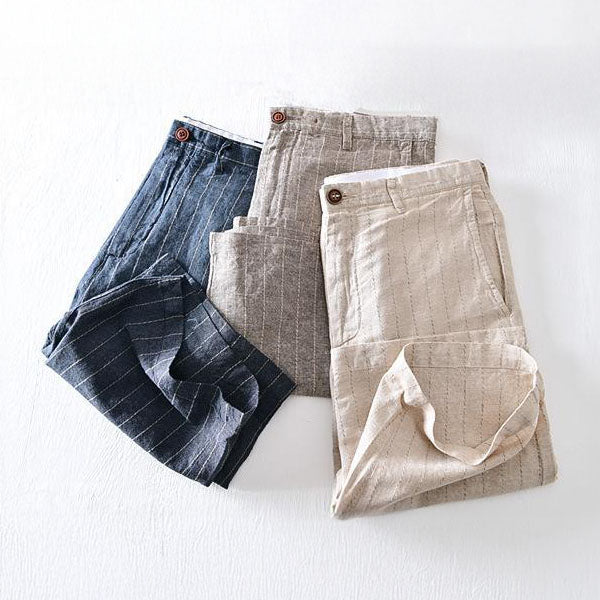 Porto Pinstripe Linen Shorts