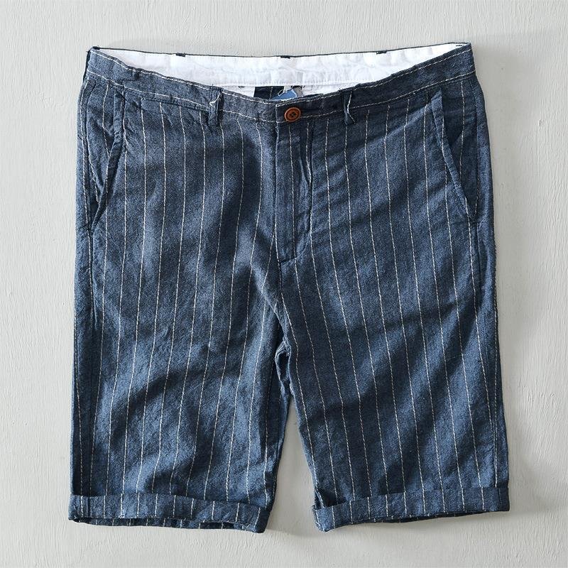 Porto Pinstripe Linen Shorts