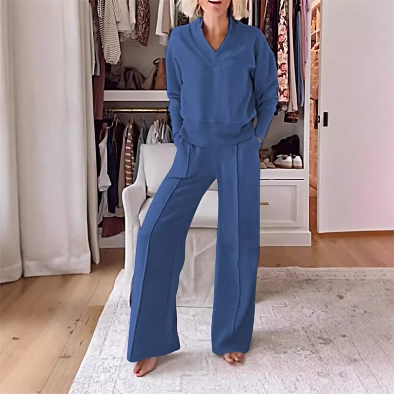 Chic Two-Piece V-Neck Set