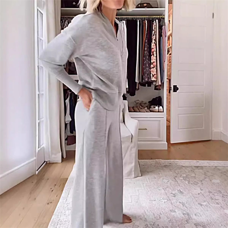 Chic Two-Piece V-Neck Set