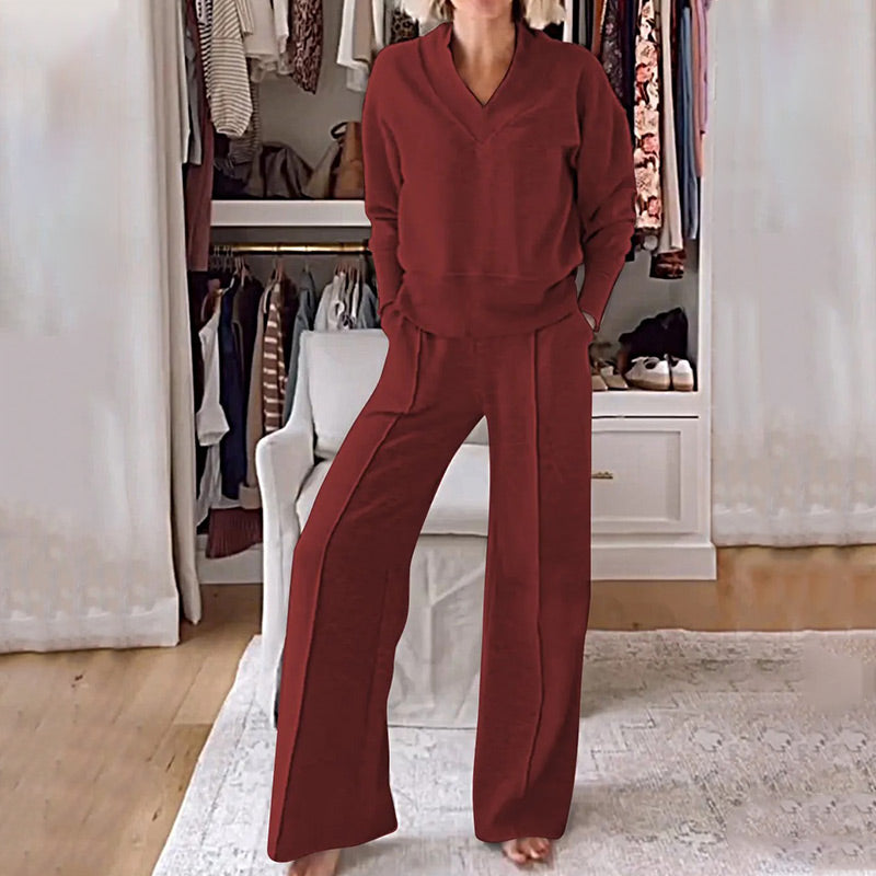 Chic Two-Piece V-Neck Set